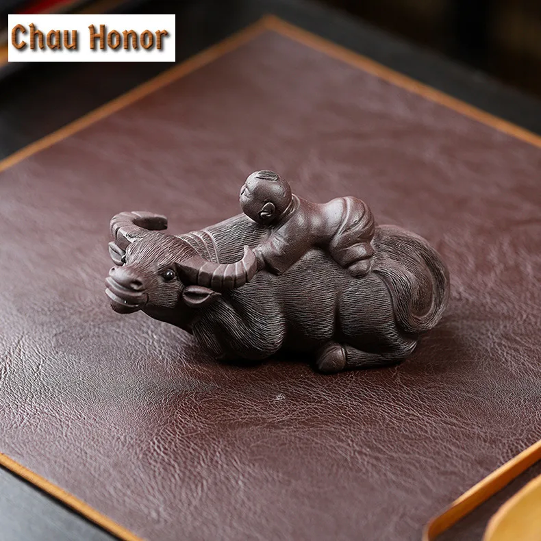 Handmade Color-changing Cow Purple Clay Tea Pet Vintage Flowerpot Landscaping Tea Figurine Play Toys Tea Statue Ornaments
