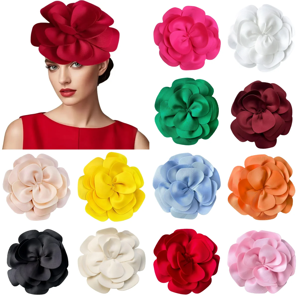 1 STÜCK 11 Zoll große Blumen-Haarspangen für Frauen Kamelienblüten-Haarspangen Clips Kopfbedeckung Mädchen Frauen Dinner-Party Haarschmuck