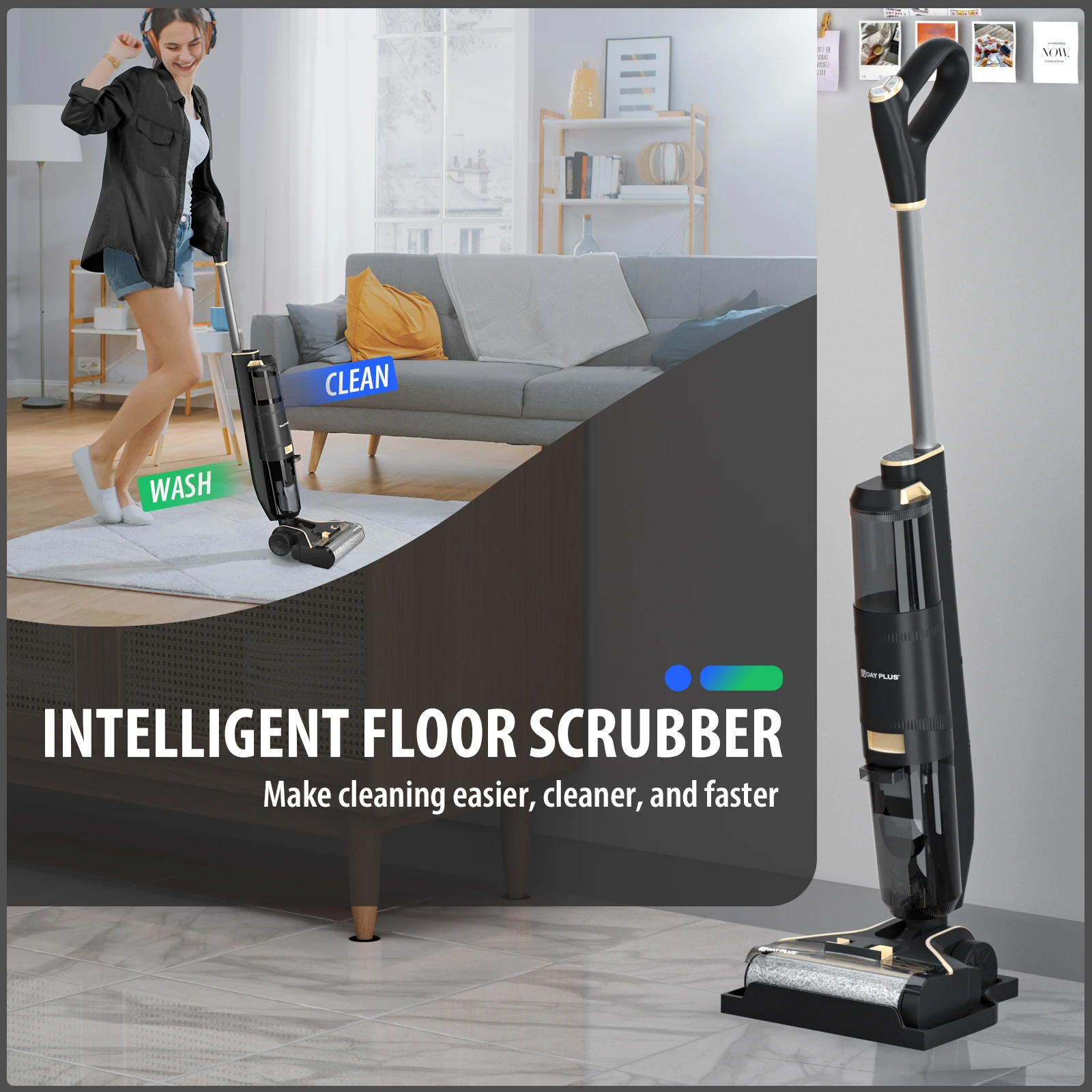 DayPlus Cordless Wet and Dry Vacuum Cleaner and Mop for Hard Floors, 3 in 1 Brushless Vacuum Cleaner With Self-Cleaning Function 2