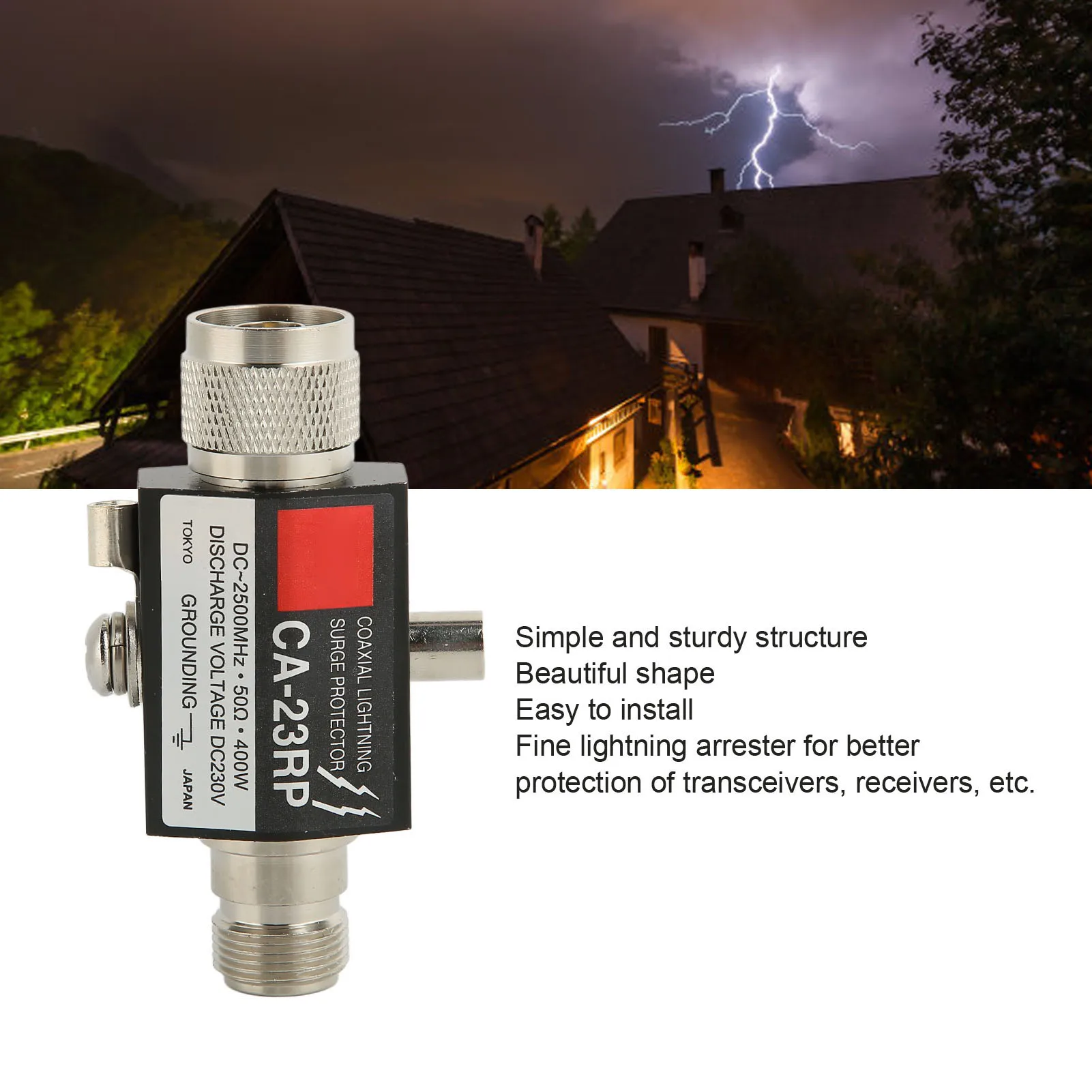 CA-23RP 400W Surge Arrester Male to Female Surge Protector for Walkie Talkie Antenna
