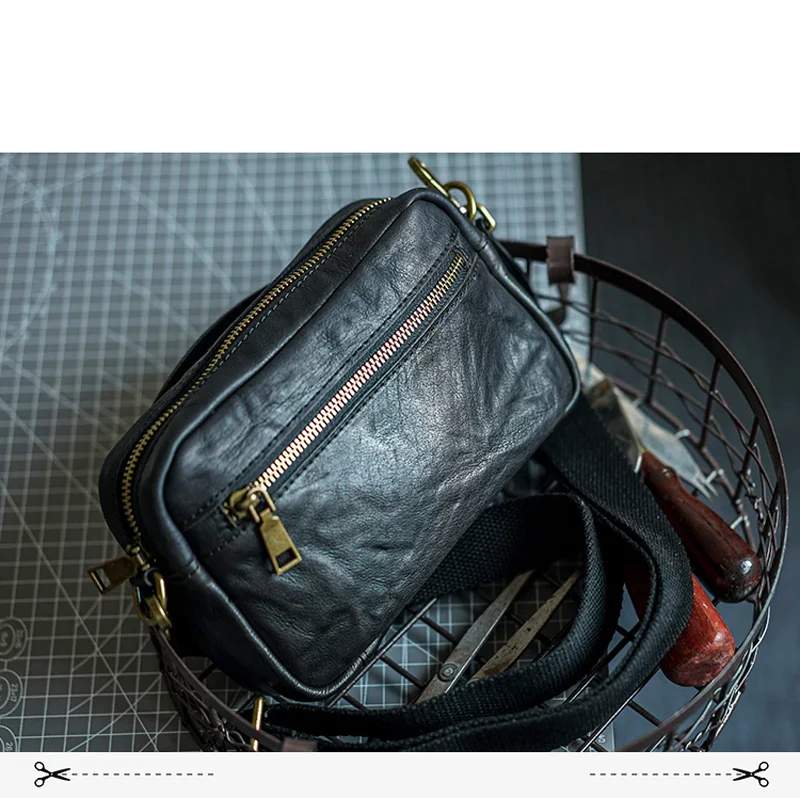 AETOO Original Brusttasche aus echtem Leder, Herren-Clutch, Rindsleder, One-Shoulder-Umhängetasche, einfaches Handy mit großer Kapazität – Detail 10