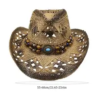 Straw Cowboy Hats For Men Unisex Beach Hat Cow Boy Hat With Hat Band For Men Women Breathable Lightweight Sun Protection 6