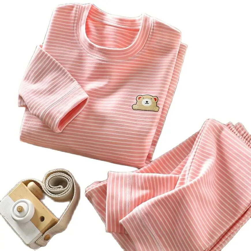 Children's Velvet Warm Thermal Suit Autumn Winter Underwear Pajamas Set Boys Girls Derung Tops + Pants 2pcs Outfit Kids Suit children underwear suits