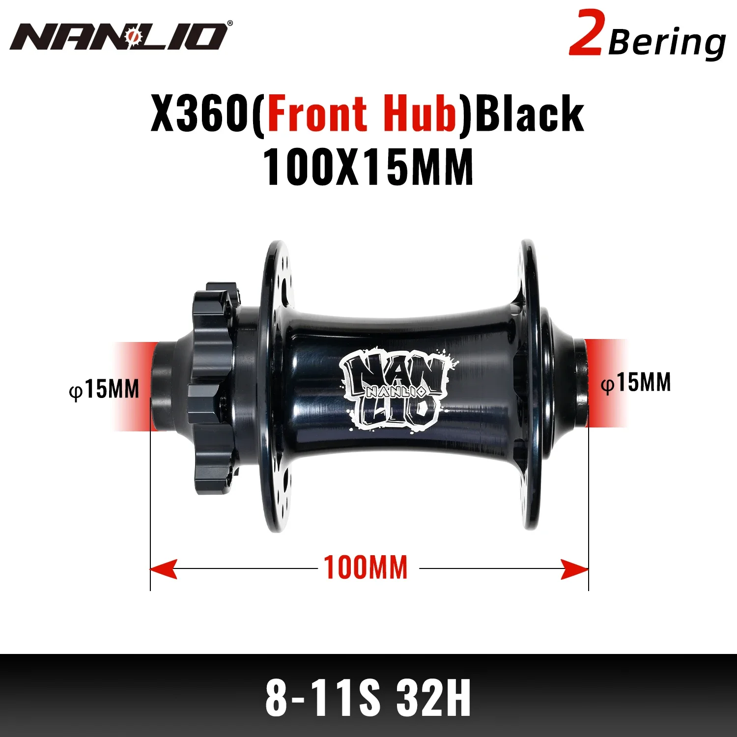 Nanlio X360 Cubos de Bicicleta Alto Ruído Rolamentos Selados 32 Furos