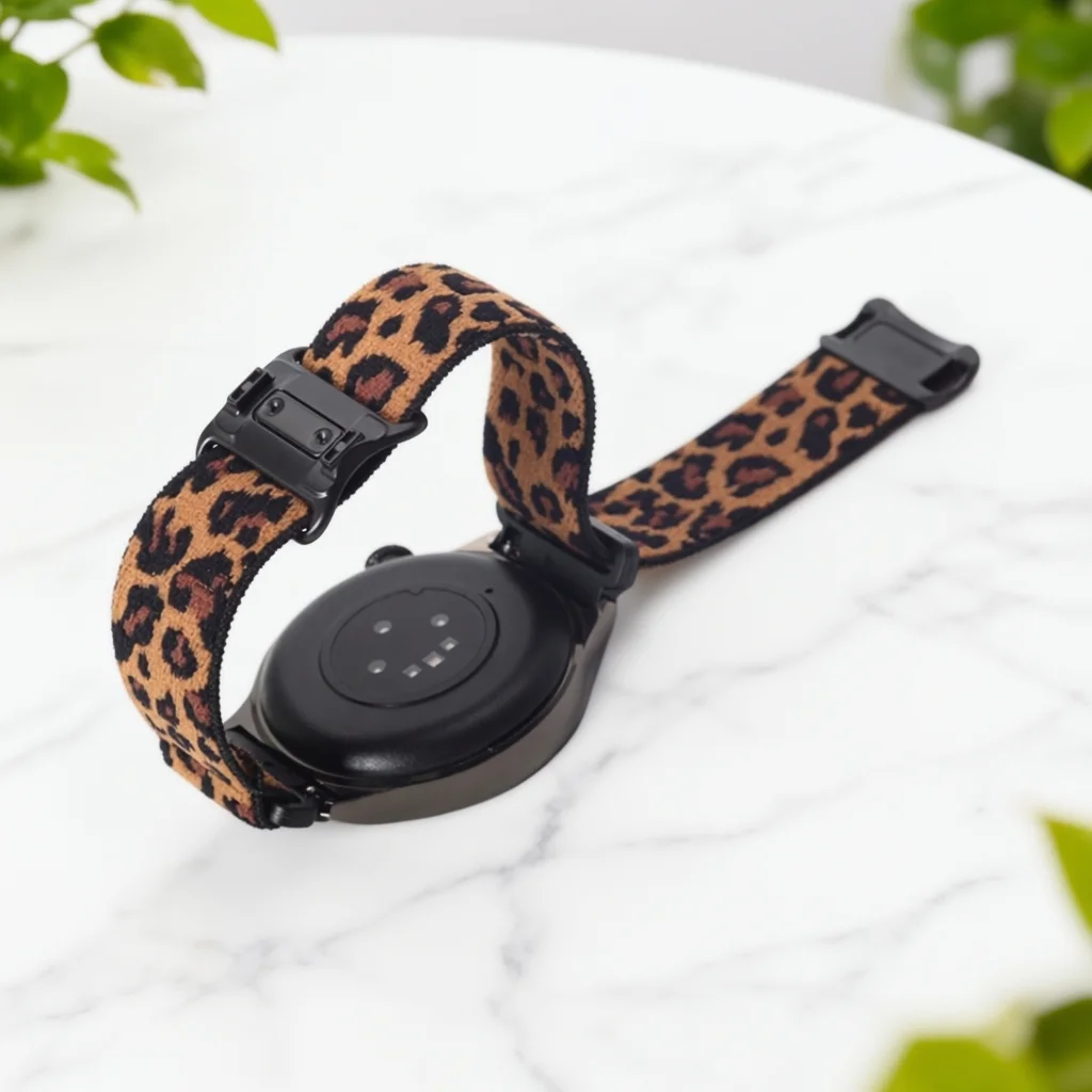 Leopard Magnetic Strap with Stretchy Nylon Wristband – 18/20/22mm