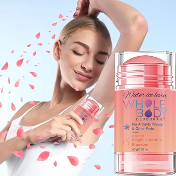 Water Ice Levin Whole Body Deodorant Stick Armpits Private Areas. Peach Vanilla Scent. Fresh Moisturizing. Long Lasting. 45g. 1