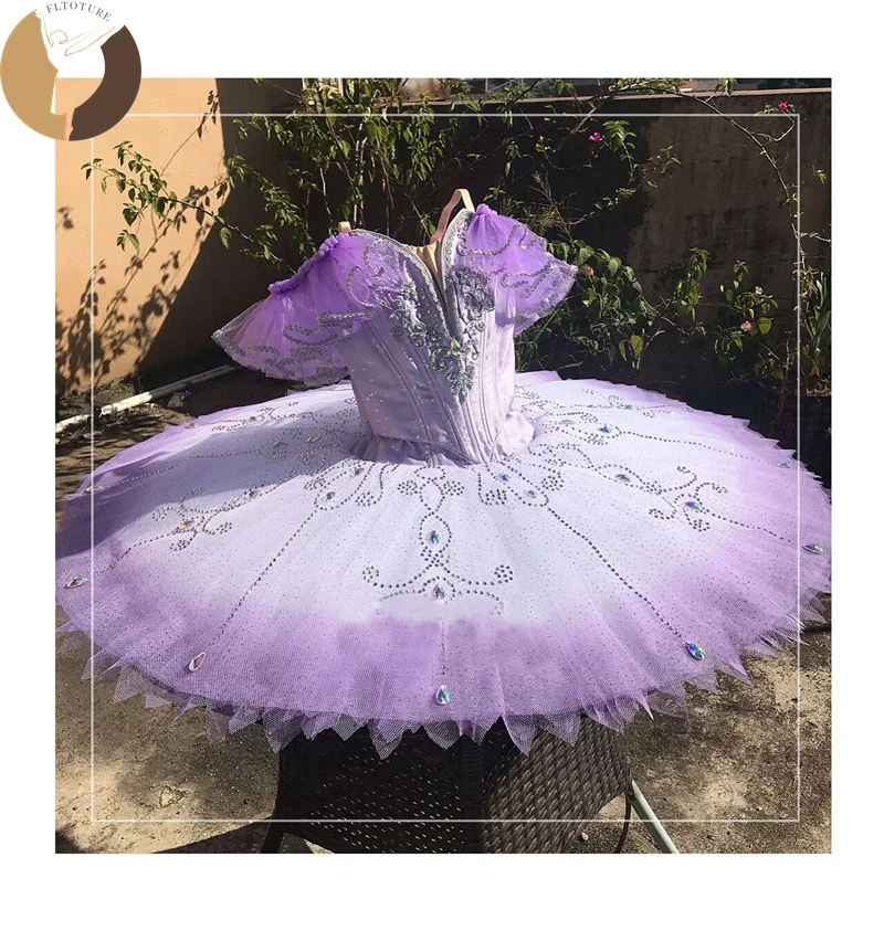 

FLTOTURE 12 Layers Separately dyed ombre Professional Lilac Platter Tutu Ballet Variation Sugar Plum Fairy Stage Costume 4011