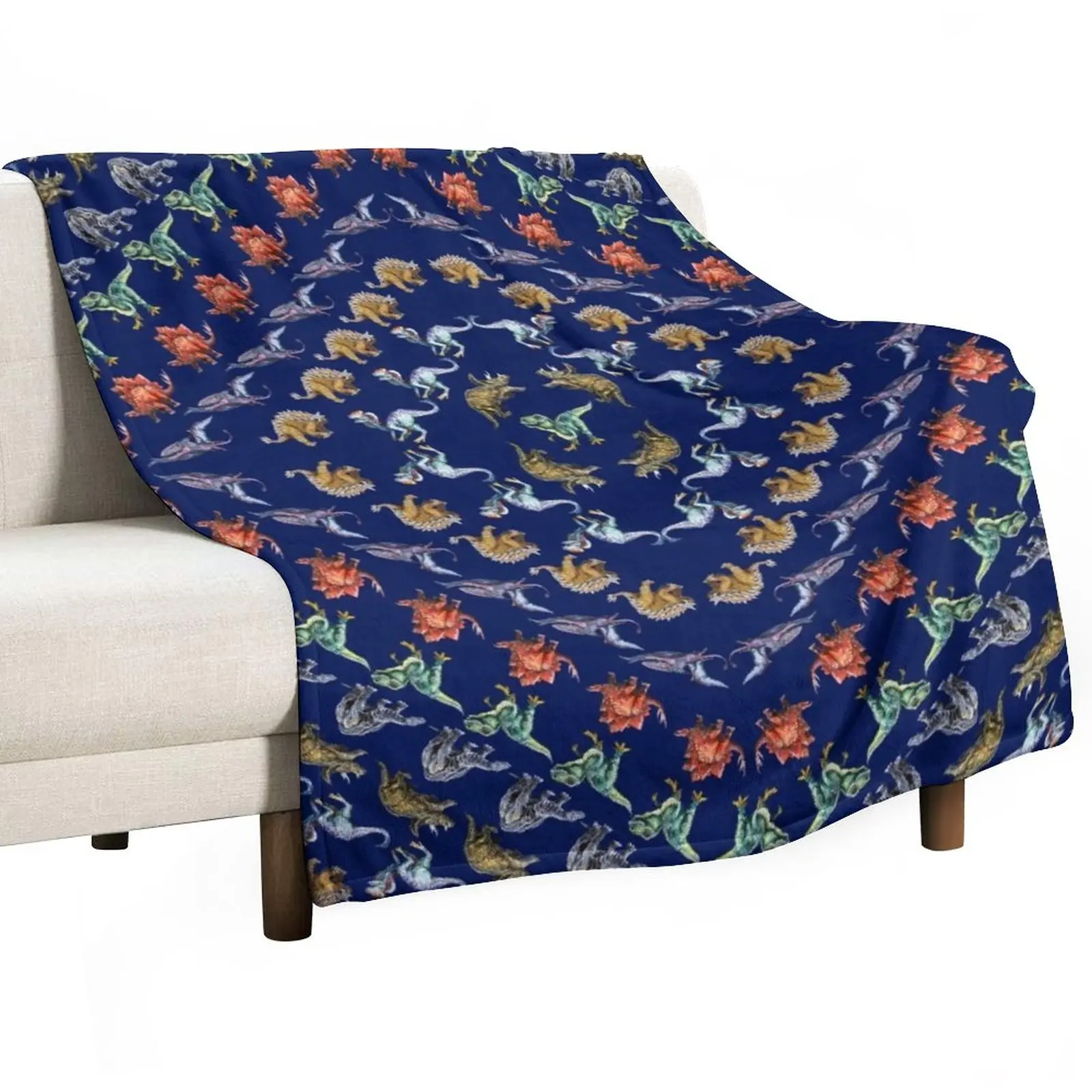 

Watercolor Dinosaur Quilted Diamond Throw Blanket sofa bed Blanket Sofa