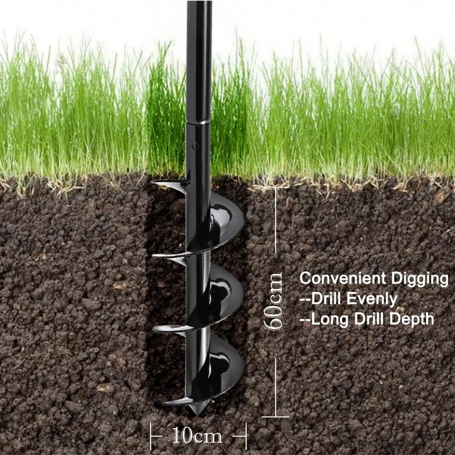 2 Sizes Hand Post Hole Digger Earth Garden Auger Drill with Gloves Spiral Drill Planter Bit for Planting Trees, Seedlings, Dig garden auger bits handheld planting tool