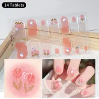 DIY Baking-free Nail Stickers Long-Lasting Solid Color Fresh Flowers Christmas Autumn Nail Strips Patch Slider Full Cover Decal 2