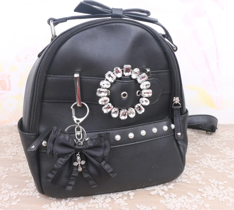 Sweet Cute Japanese Style Ladies' Pendant Fashion All-Match Bow Beaded Pearl Pendant Handmade Suitcase Accessories for Women