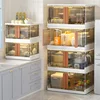 Light Luxury Plastic Kitchen Cabinets Home Living Room Multi-layer RacksModern Kitchen Furniture Floor Flip Locker with Door K 3