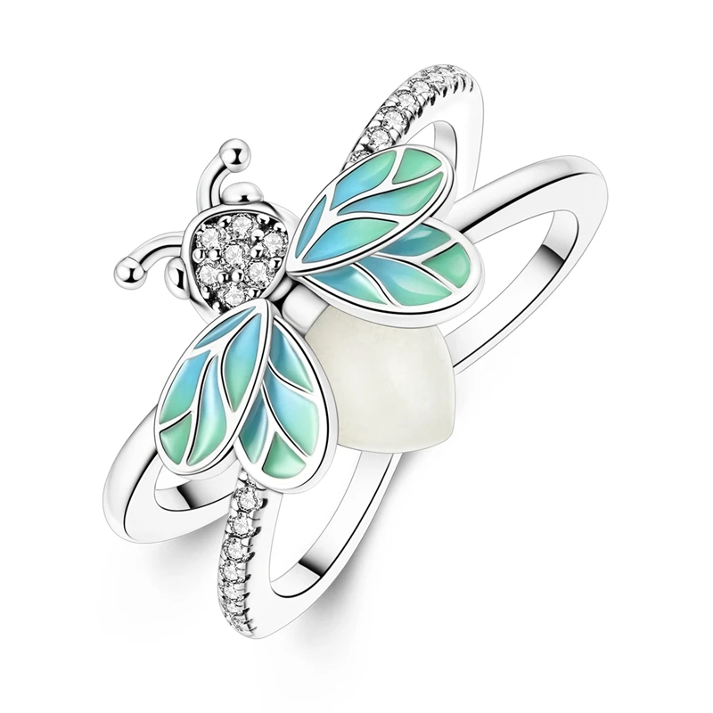 Chameleon Glow Firefly Ring with Pink Zircon and 925 Silver