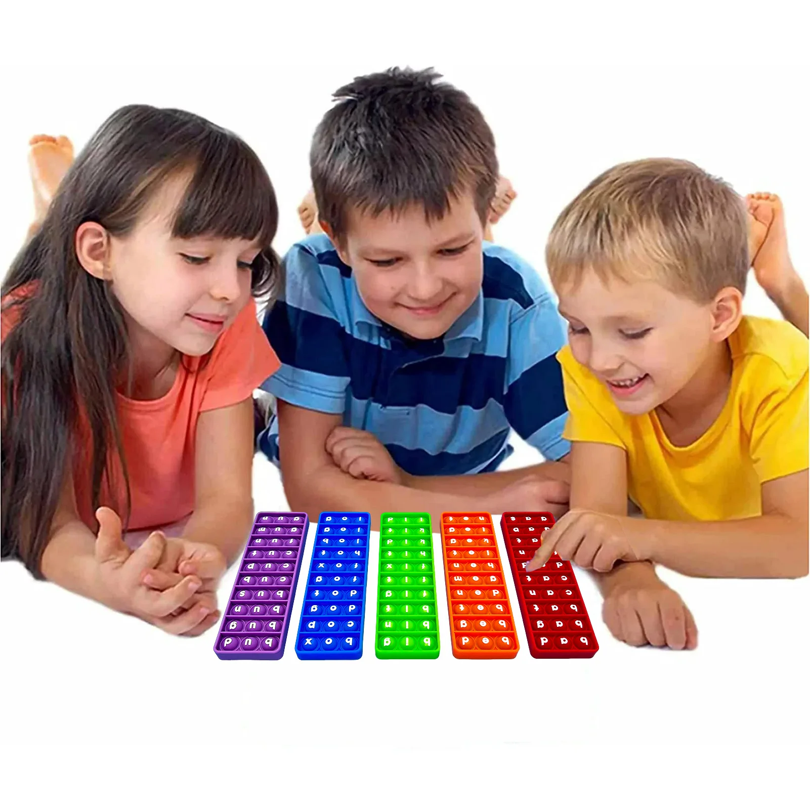 5pcs Word Pop 100 CVC Words Games Pop Toys, Phonics Learning Fidget Toys, Learn To Read Teaching Resources For Preschool Kids 5
