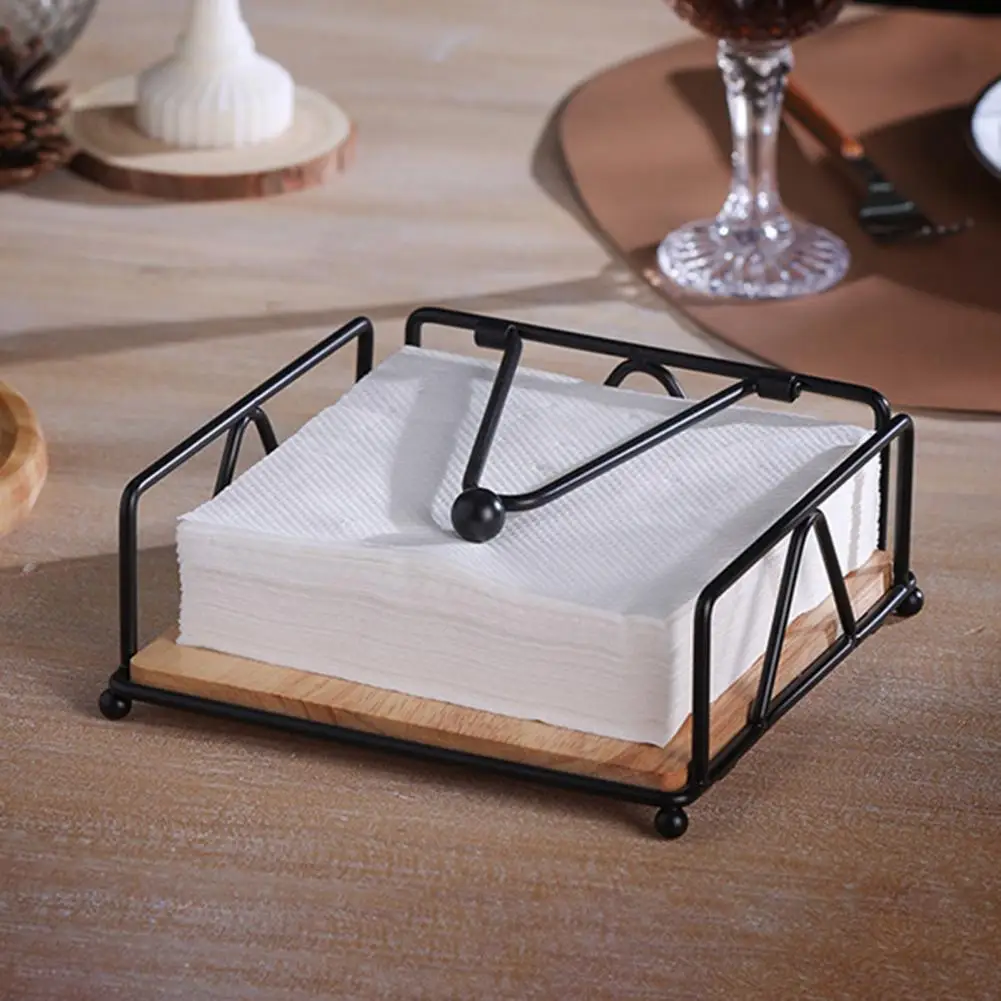 

Reusable Long Lasting Paper Pressing Design Hollow Out Tissue Dispenser Restaurant Supply Napkin Rack Tissue Dispenser