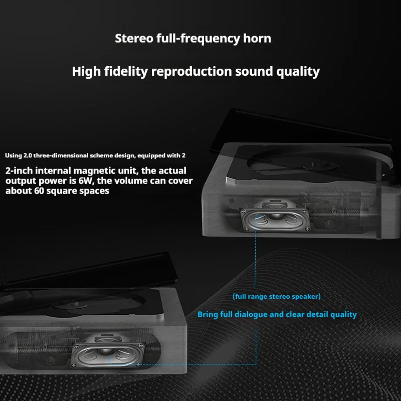 THINKYA DVP-560 Retro Bluetooth CD Players All-in-one Portable Lossless Sound Quality CD Players with Remote Control Customized