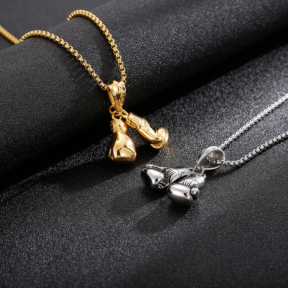 Boxing Glove Pendant Necklace 304 Stainless Steel KP42085-BD