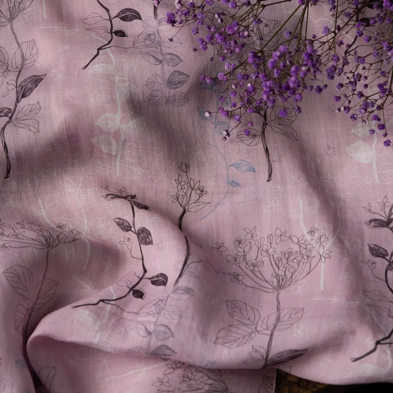 

Nordic Countryside Pure Ramie Printed Fabric Gown Dress Fabric Summer