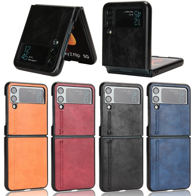 Case Samsung Z Flip 4 Leather Leather  Samsung Galaxy Z 4 Mobile Phone Case  - Mobile Phone Cases & Covers - Aliexpress