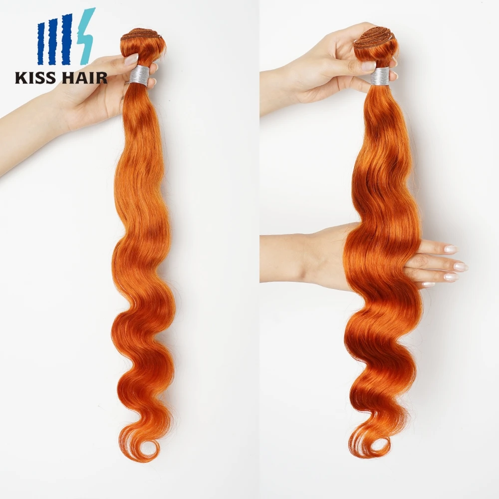 #350 Human Hair Bundles Ginger Orange Body Wave Brazilian Hair Weaving 100g Wavy Extension No Tangle KissHair