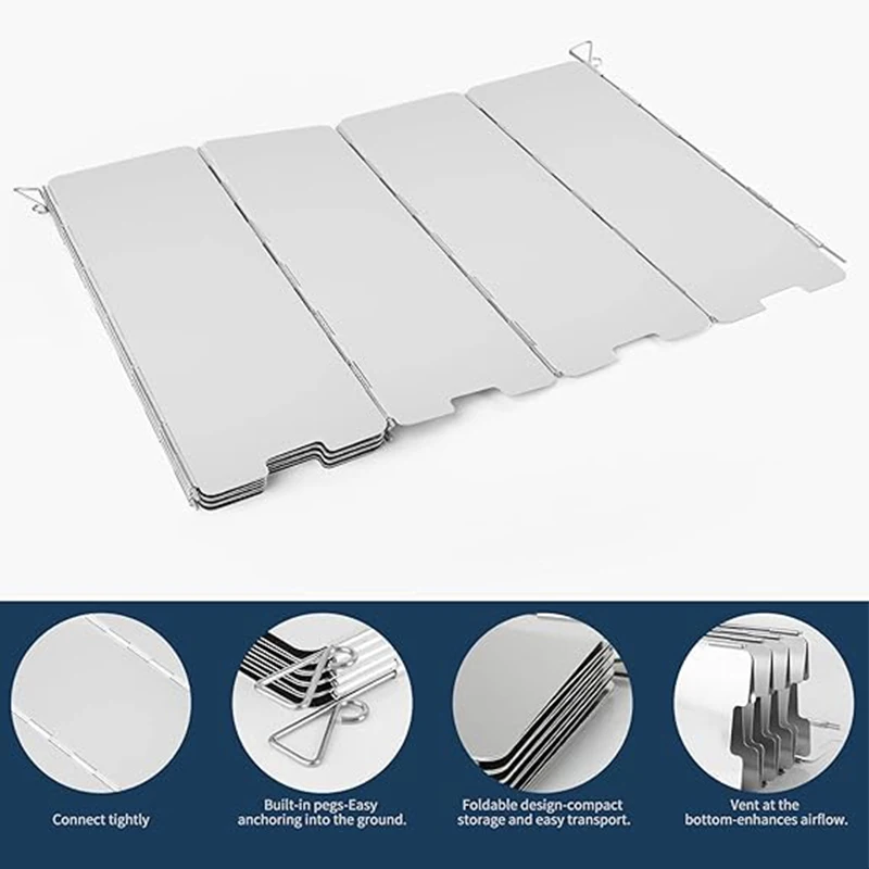 Foldable Oil Splatter Guard Gas Stove Wind Shield Camping Stove Windscreen for Outdoor Camping Gas Oil Splash Guard