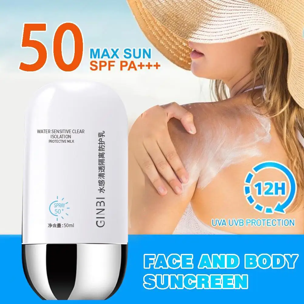 2 In 1 Whitening Isolation Light And Breathable Refreshing Non-greasy White Bottle Isolation UV Face Sunscreen Sunscreen J6G5