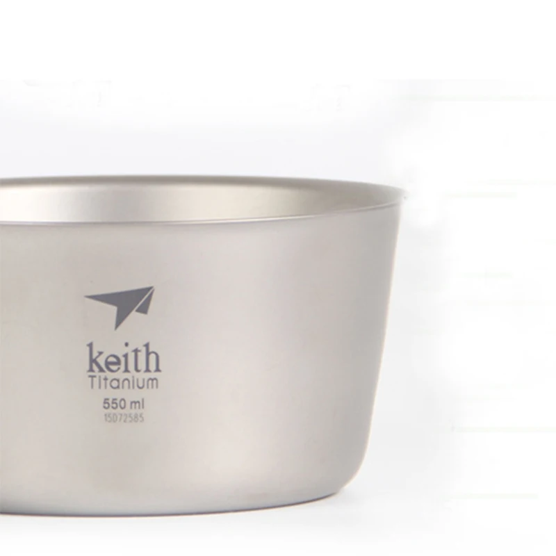 Keith 티타늄 그릇 캠핑 하이킹 피크닉 그릇, 부식 방지 도시락, 샐러드 그릇, 이중벽 식기, 550ml Ti5322