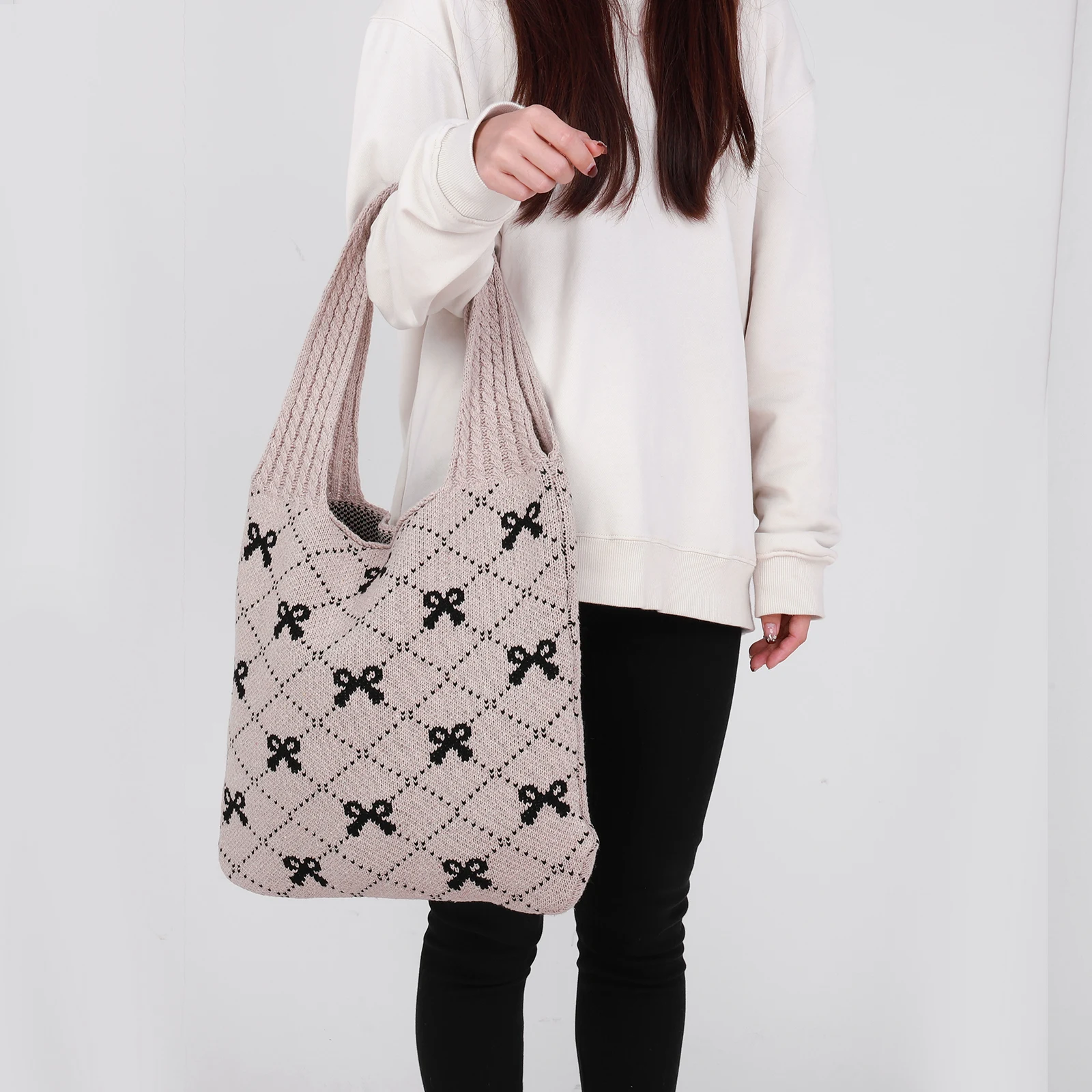 Crochet Knit Shoulder Bag for Women