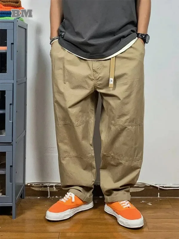 

Japanese Baggy Cargo Pants Men Clothing Streetwear Kahaki Work Casual Trousers Harajuku High Quality Straight Tactical
