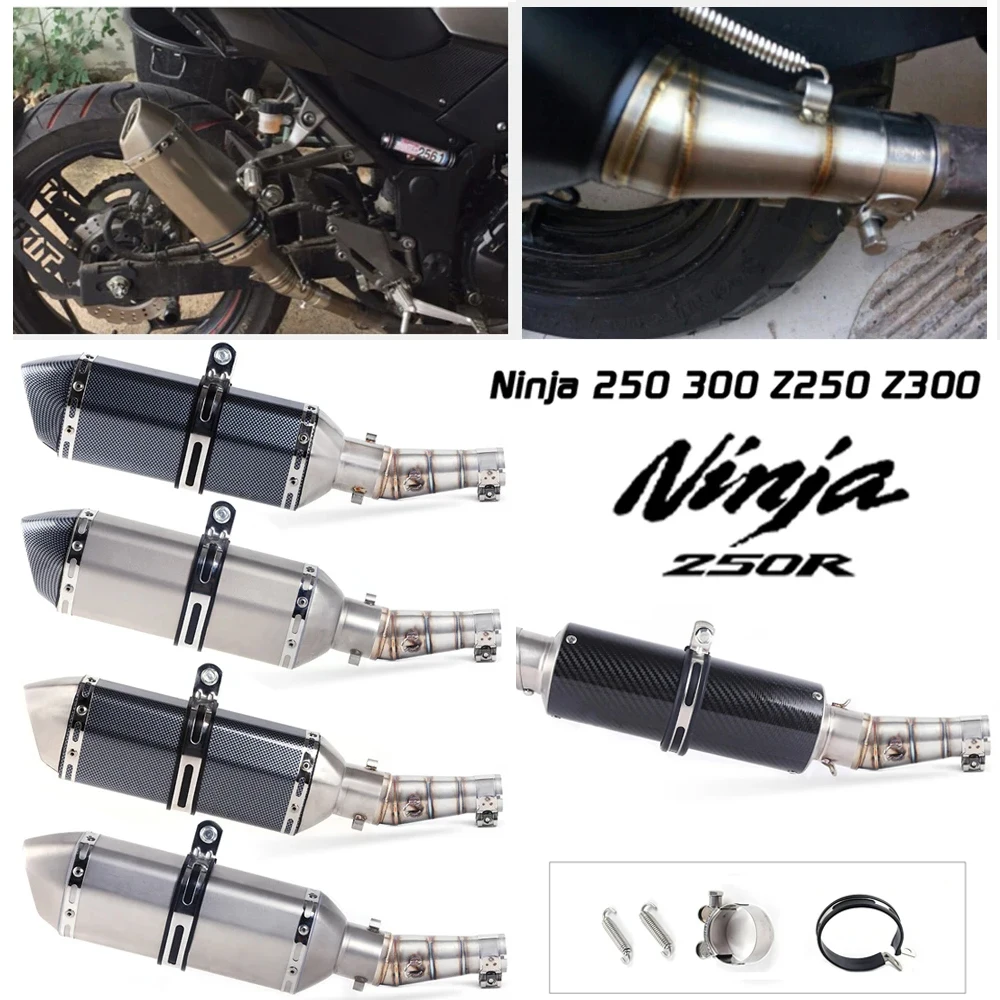 Motorcycle Exhaust Middle Pipe Slip On For Kawasaki Z250 2008-2015 Ninja 300 2013-2016 Ninja 250R 2008-2012 Ninja250R Ninja300