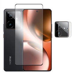 Premium Full Cover Tempered Glass Screen Protector with Camera Lens Film - Realme GT 7T (1 Glass and 1 Lens)