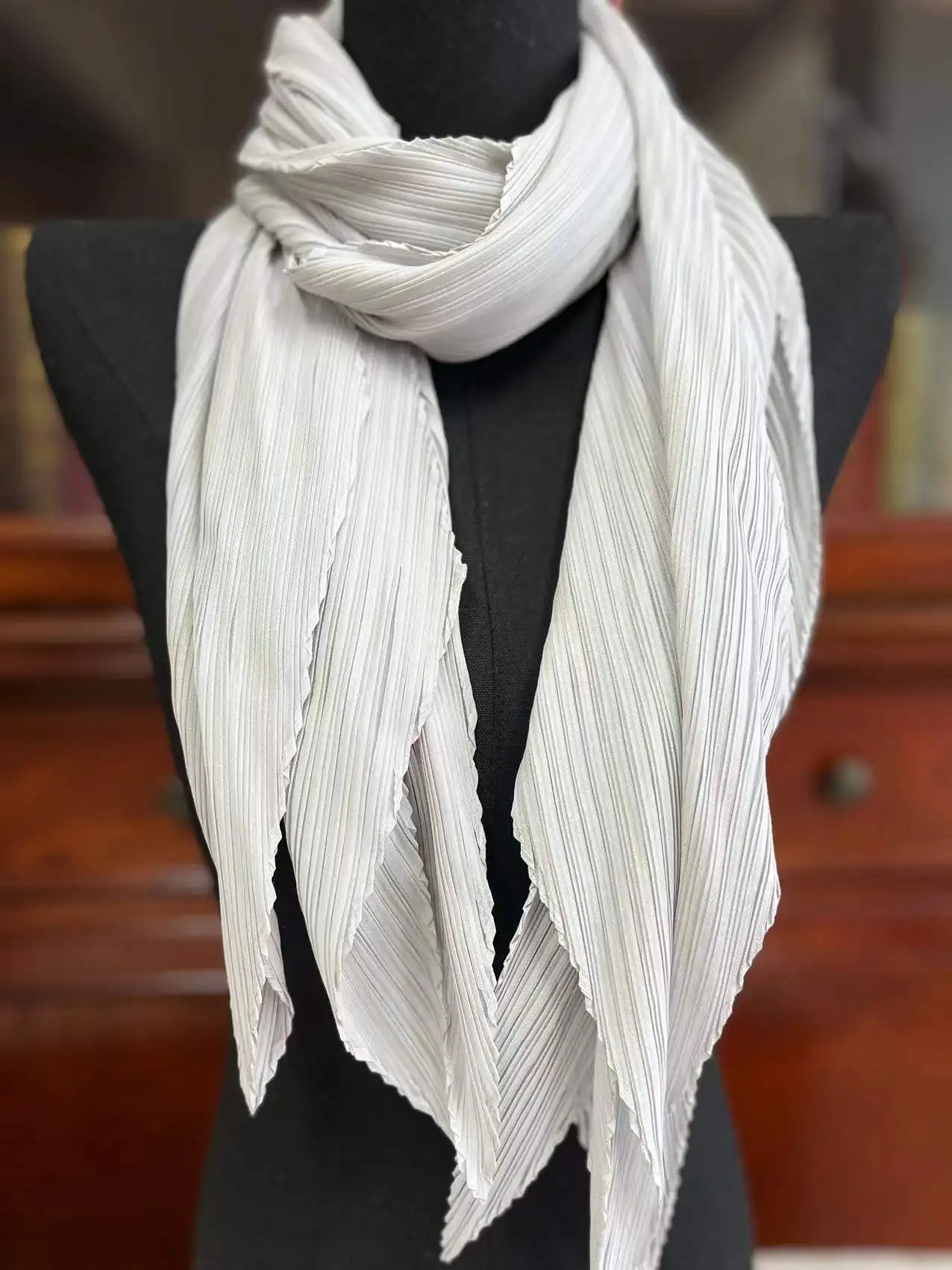 Brown Issey Miyake Scarf Miyake Pleated Wide Blouses Autumn Winter