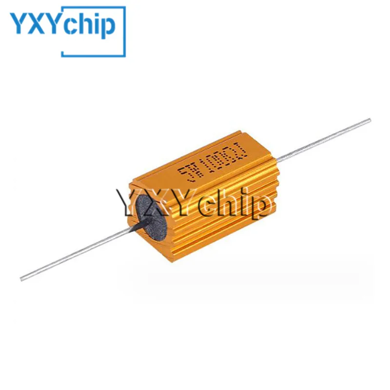 Rx24 500W Carcasa De Metal De Aluminio Dorado Amarillo De Alta Potencia Con Ristencia A La Disipación De Calor 100 Ohm - China Las Ristencias Bobinadas, Carcasa De Aluminio