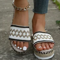 Weave Women's Slippers Platform Summer Shoes for Women 2023 New Beach Casual Heeled Sandals Bohemian Handmade Ladies Espadrilles - Image 3