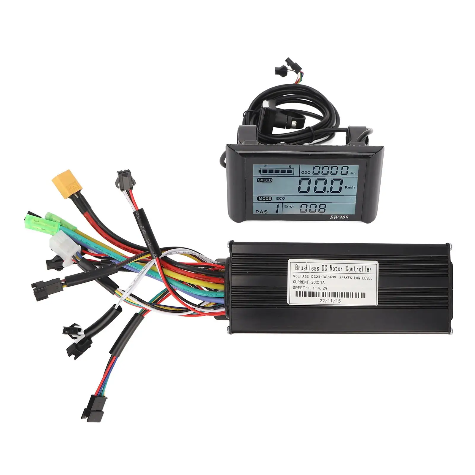 30A Brushless Motor Controller Kit with SW900 LCD Display-3 Mode Sinusoidal Wave for Enhanced Performance