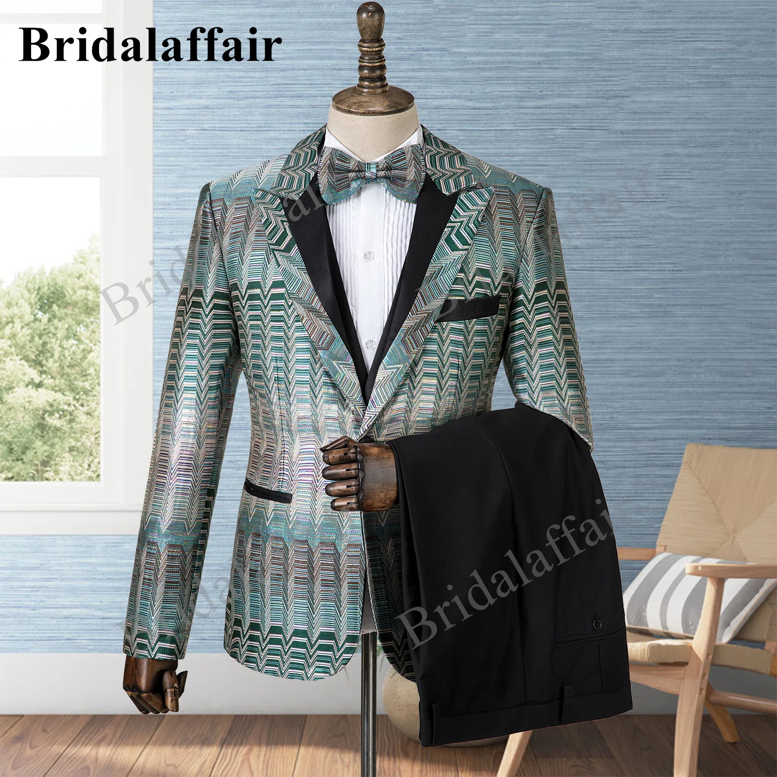 Bridalaffair Mens Wedding Suit Jacquard Printed Tuxedos Suits for Men 3Pcs Slim Fit Peak Lapel One Button Blazer Vest Pant Set bridalaffair mens wedding suit jacquard printed tuxedos suits for men 3pcs slim fit peak lapel one button blazer vest pant set