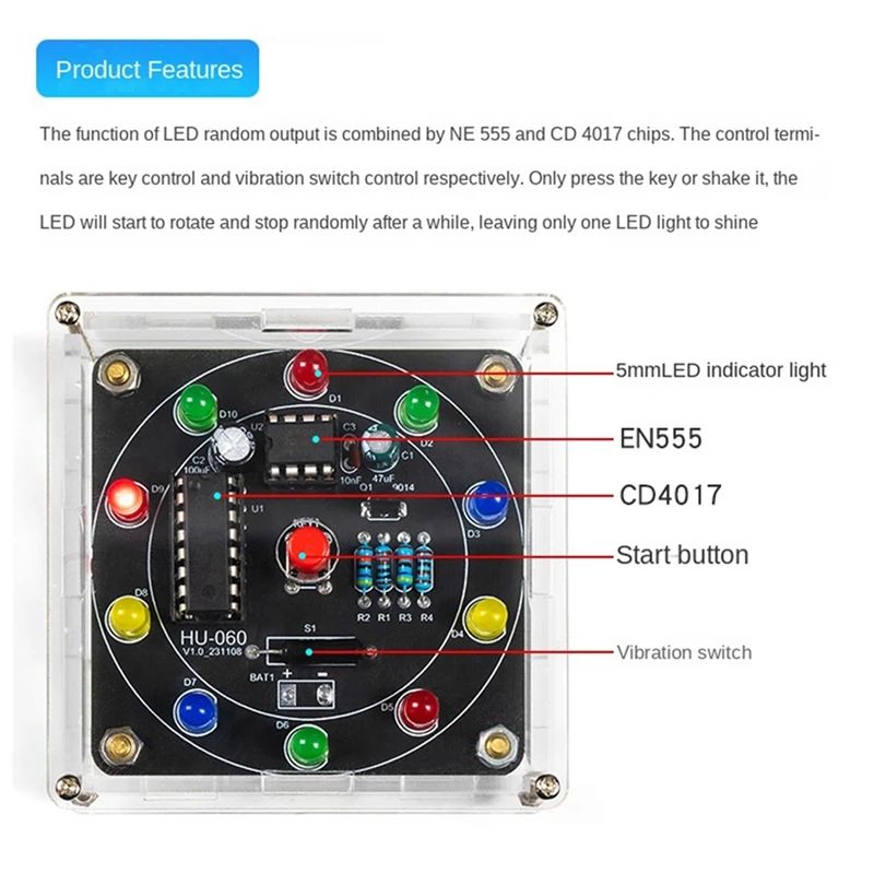 DIY 전자 럭키 휠 ABS, LED 복권 휠, 초보자용 재미있는 PCB 생산 키트