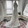 Mryarce Trendy Long Boho Sleeves Lace A Line Wedding Dresses Side Slit Keyhole Back Bohemian Bridal Gowns 6