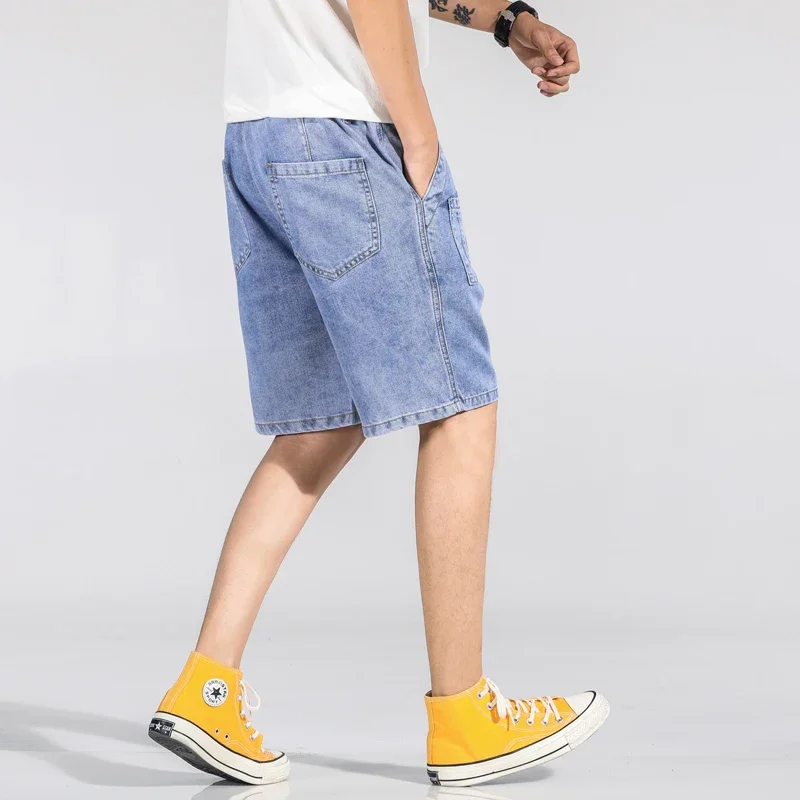 Denim Shorts Mens Big Size 5XL 6xl 7xl Washed Short Half Pant Knee Length Large Loose Bermuda Male Plus Blue Short Jeans Men