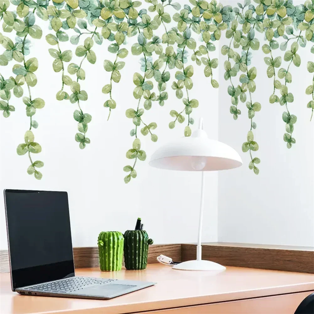 Wall Stickers Eucalyptus Leaf Waterproof Mothproof 2pcs/set For Toilet Door/wall TV Background