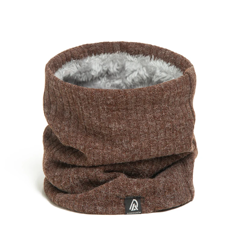 Enfärgad kashmirplysch varm vinterringhalsduk kvinnor män stickad helmask snood halsdukar bufanda tjock avgasrör_voghion.com