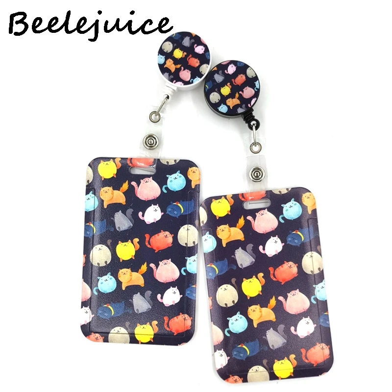 Cartoon Colorful Cats Retractable Badge Lanyard Nurse ID Business Card Work Card Badge Holder Office Student Clips Card Cover color cats retractable badge reel lanyard nurse id business credit card work card badge holder student clips card cover holder