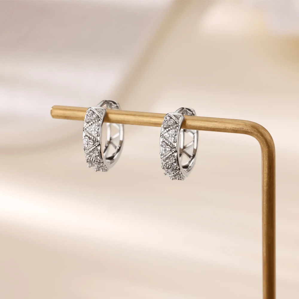 Zircon Geometric Crown Earrings Waterproof