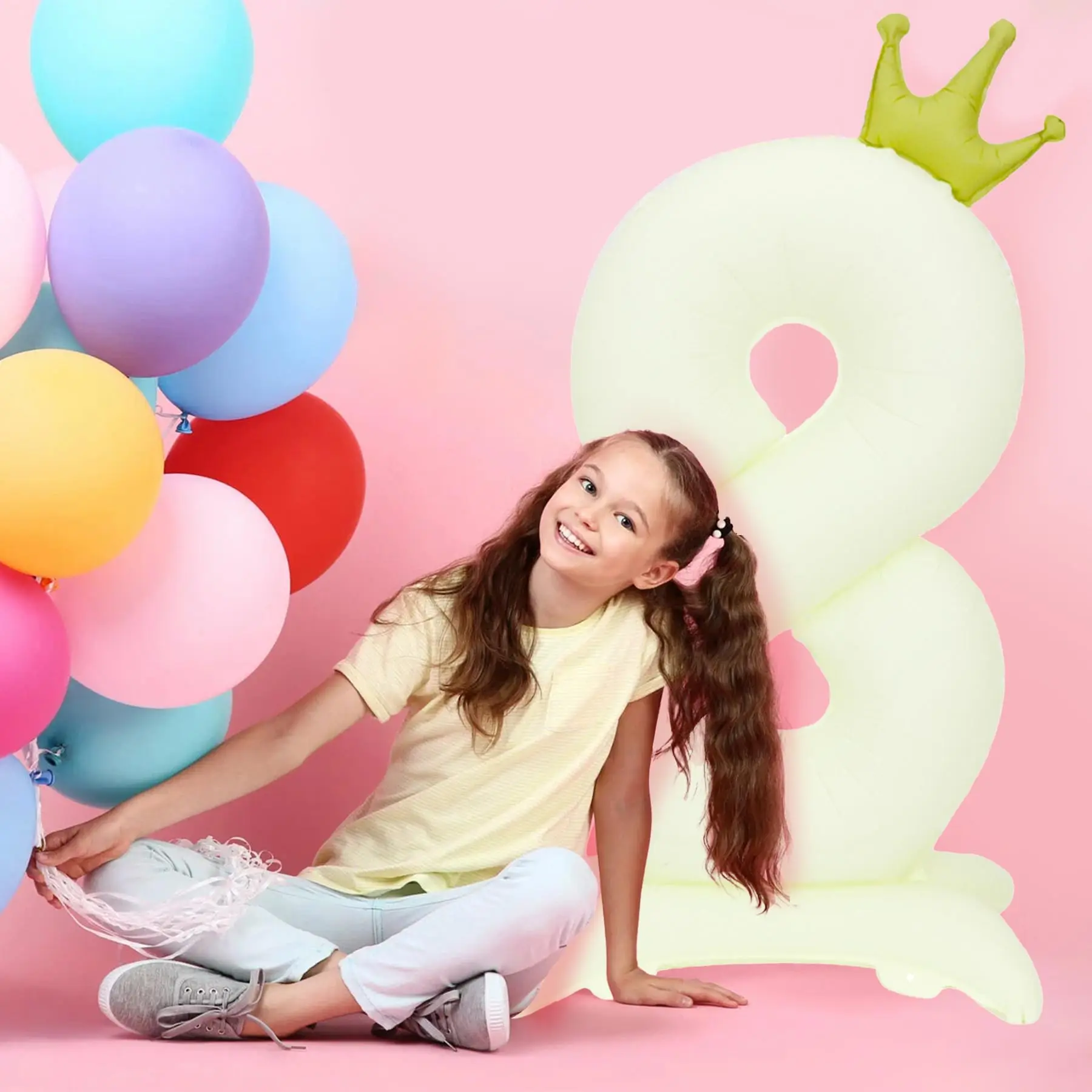40in stehend matt weiß 0-9 Nummer Ballon Krone große Basis Ziffer Jungen Mädchen Geburtstags feier Dekorationen Baby party Kinder Geschenke – Detail 22