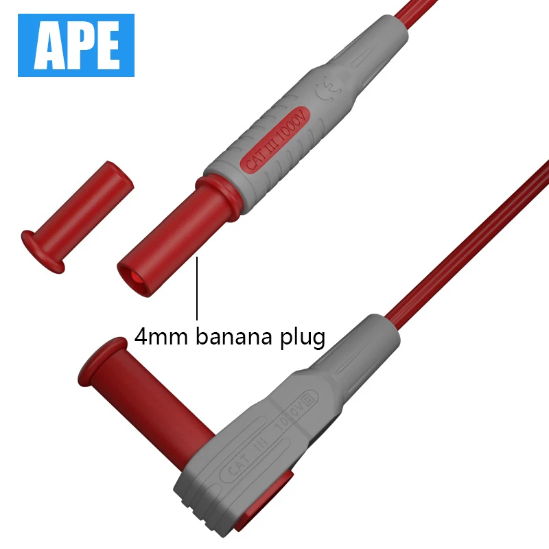 Multimeter Test Lead Safety Banana Plug 90 Degree To Straight Multimeter Test Cable 100CM 2pcs test leads test cable lead test lead cable test cable