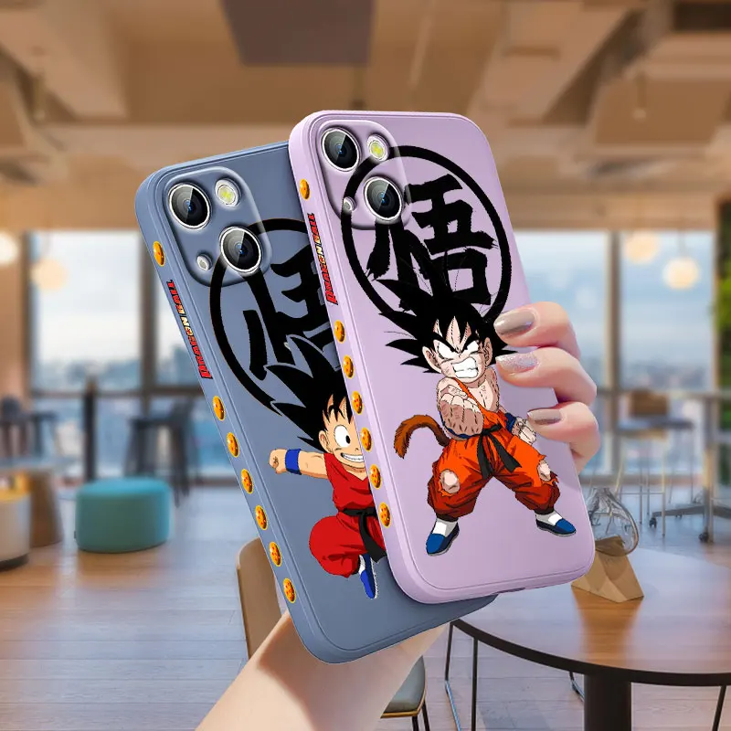 Anime Dragon Ball Goku For Apple iPhone 13 12 Mini 11 Pro XS MAX XR X 8 7 6S SE Plus Liquid Left Silicone Phone Case Coque Capa best cases for iphone 13 pro max iPhone 13 Pro Max