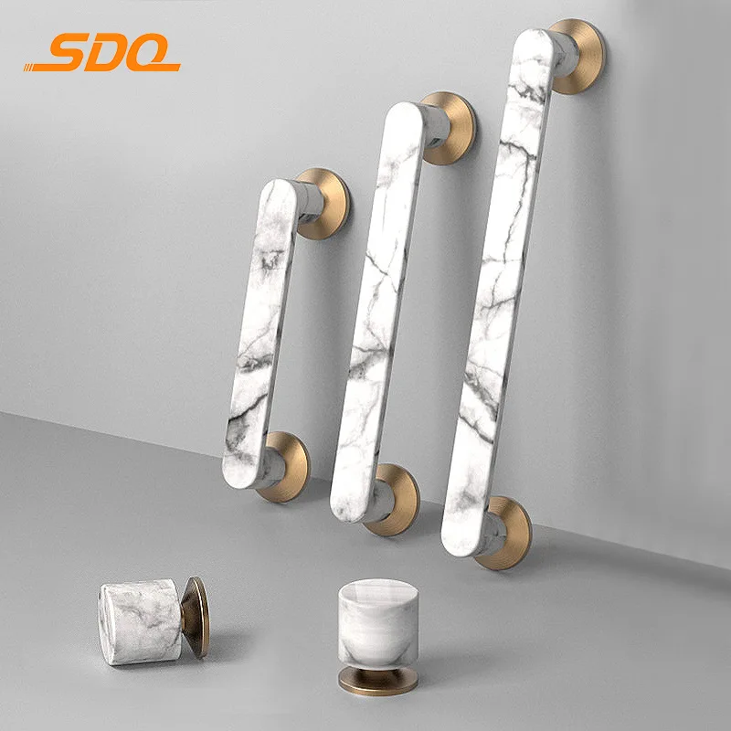 

New handle, home decoration hardware handle, marble black and white cabinet door drawer handle