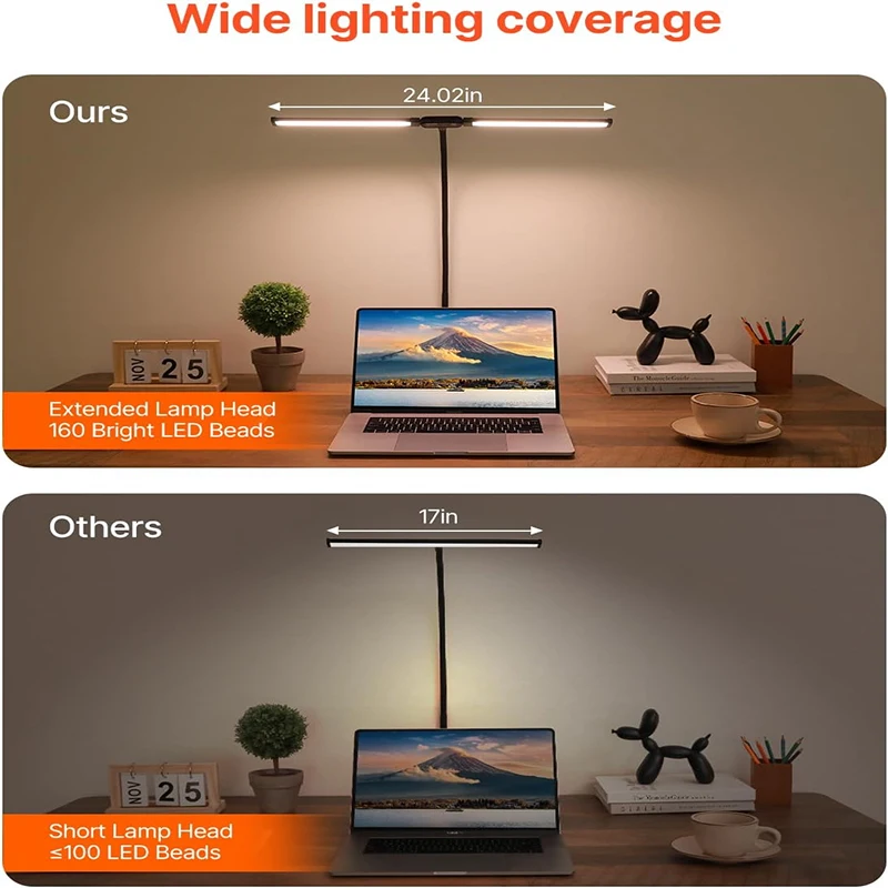 UltraFlex LED Desk Lamp: Dual Head, Eye-Friendly, 360° Adjustable, Tri-Mode Lighting