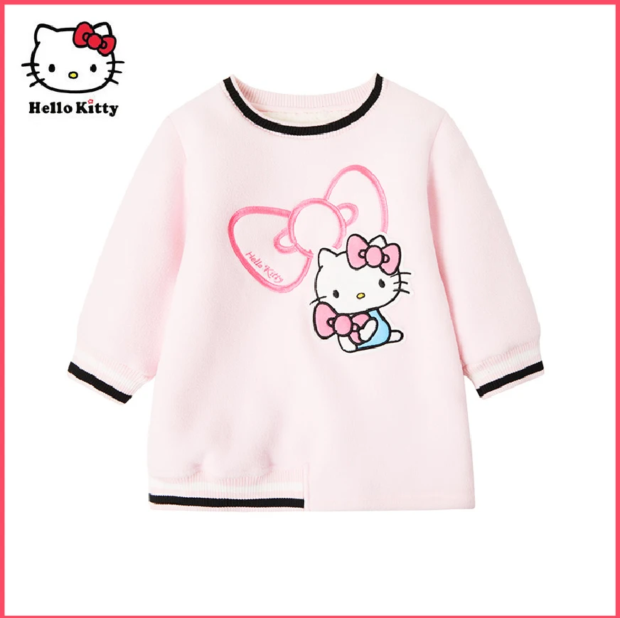 

Новинка 2024, детские зимние модели Sanrio Hello Kitty, Модный мягкий свитер с длинным рукавом для девочек, теплое платье, повседневные подарки