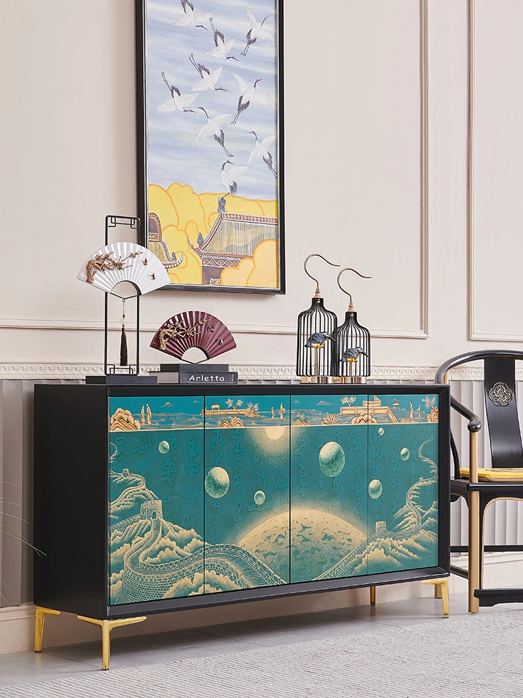 

Blue Painted Living Room Entrance Foyer Entrance Cabinet Hotel Club Tea House Curio Cabinet